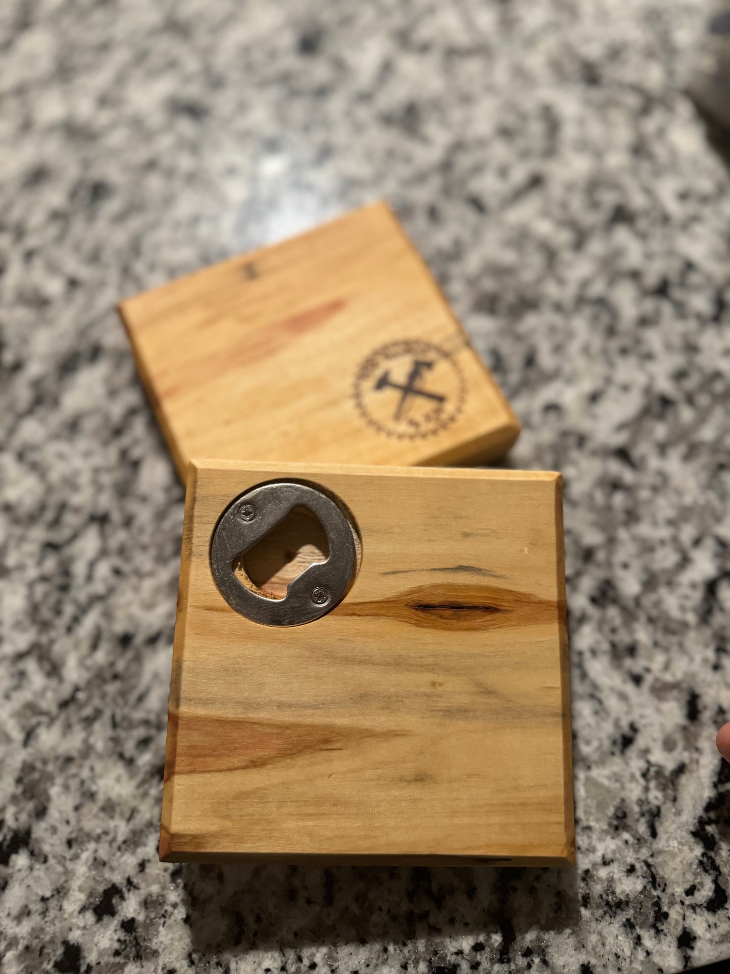 Box Elder 2 pack coaster set w/opener