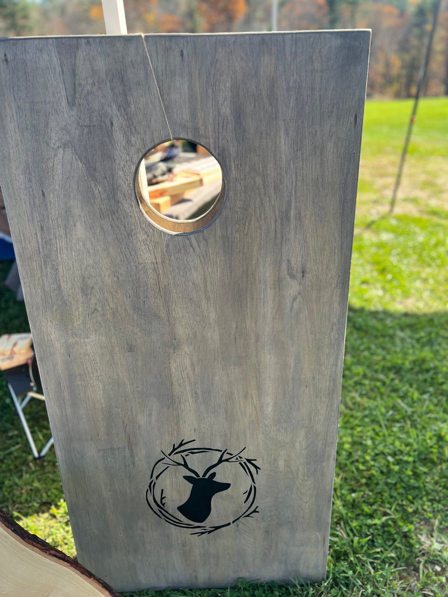 Gray stained with Deer Cornhole Set