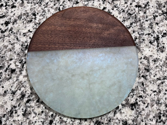 8” round walnut and epoxy board