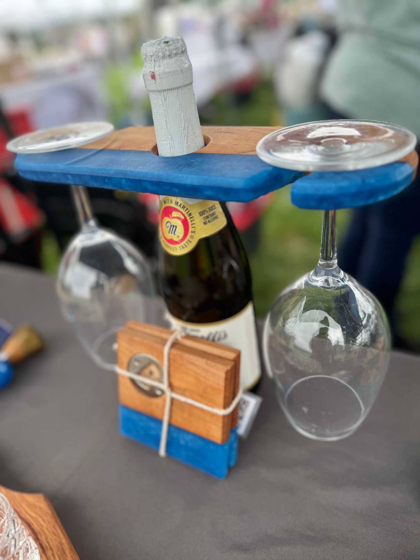 Wine caddy and coaster set