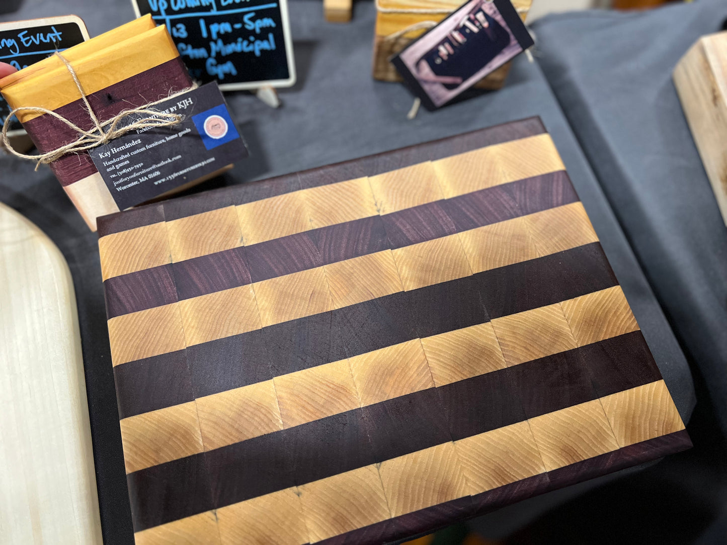 Ash, Purpleheart and Walnut End grain