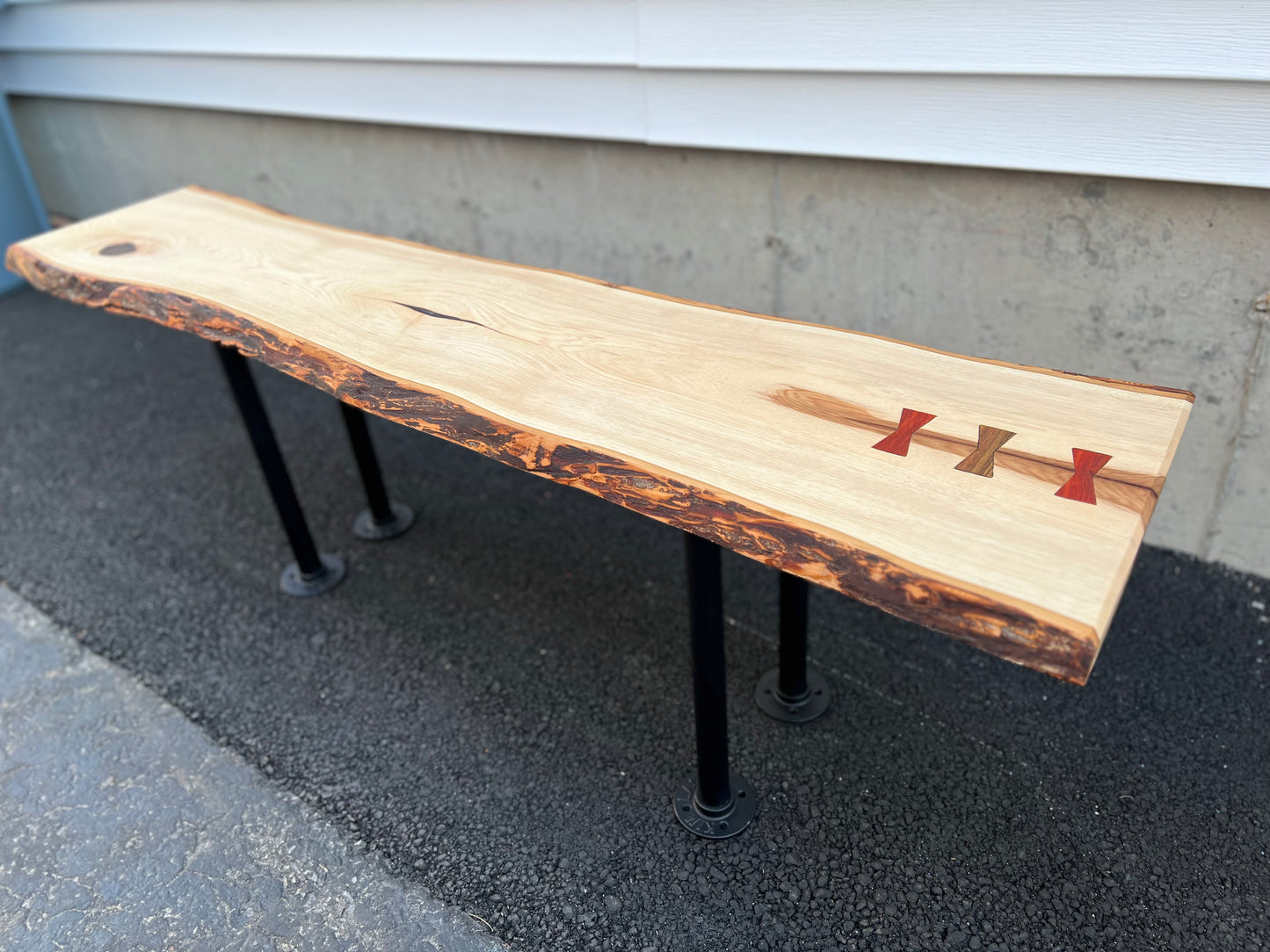 4’ Live Edge Hickory Bench