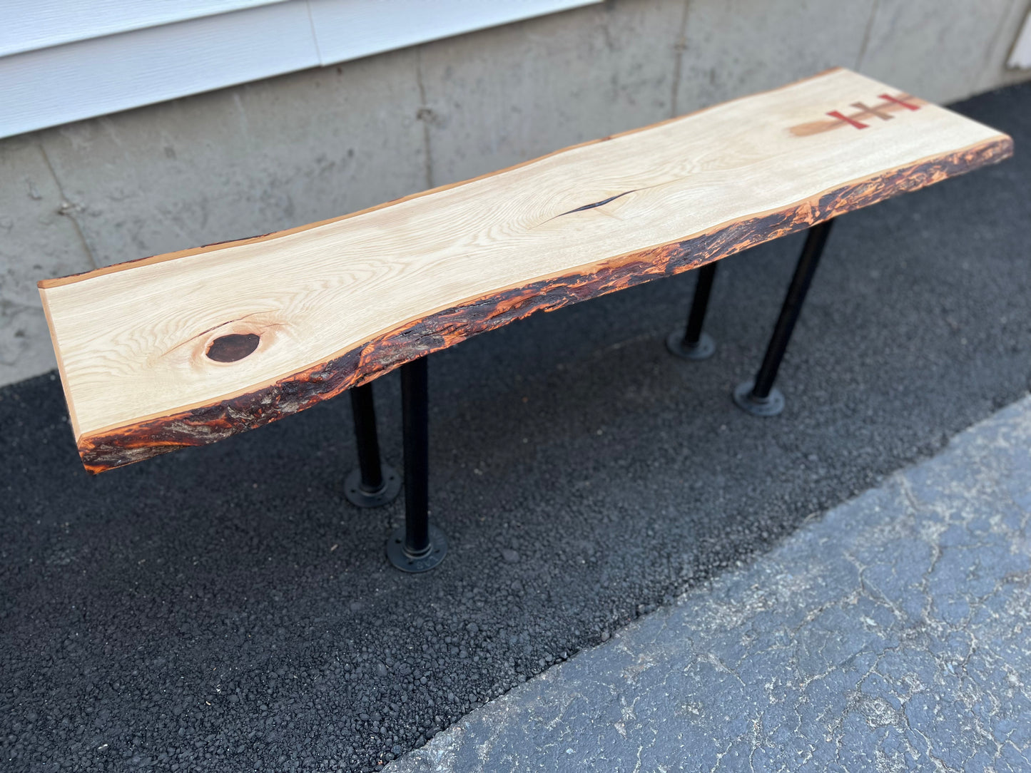 4’ Live Edge Hickory Bench