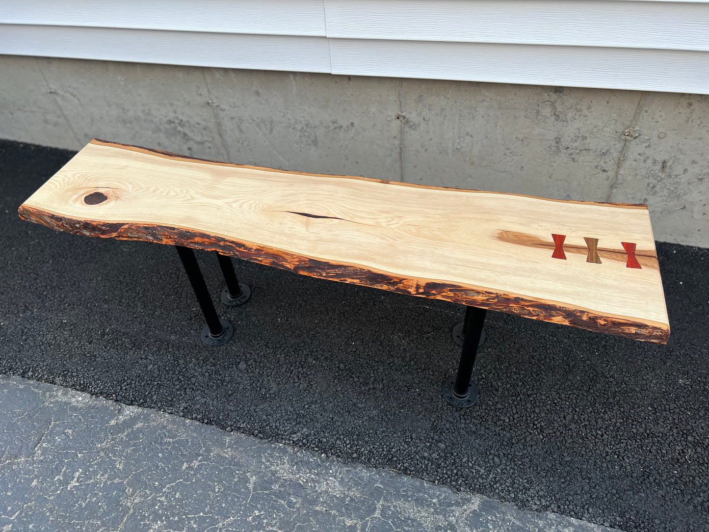 4’ Live Edge Hickory Bench