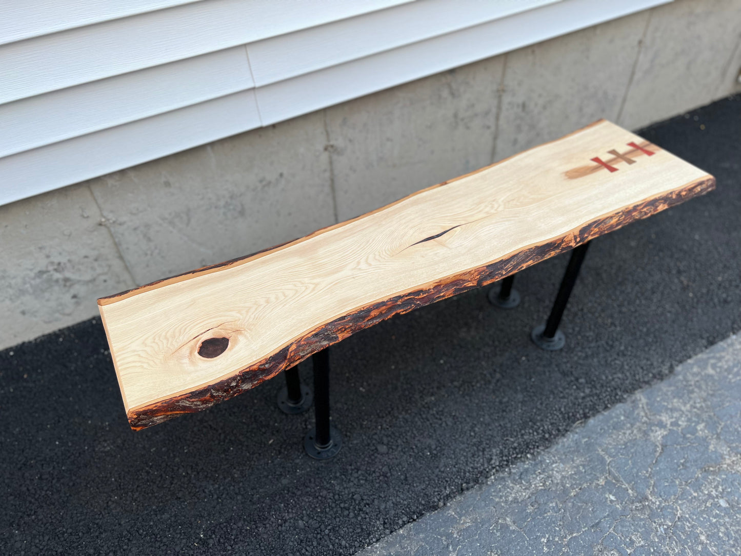 4’ Live Edge Hickory Bench