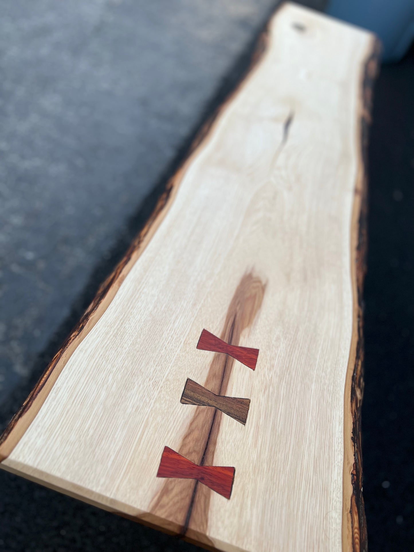 4’ Live Edge Hickory Bench